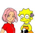 Dibujo Sakura y Lisa pintado por amiga_fiel