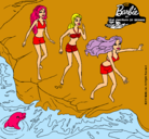 Dibujo Barbie y sus amigas en la playa pintado por Geni