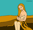 Dibujo Madre con su bebe pintado por lisa