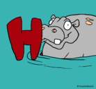 Dibujo Hipopótamo pintado por luciana