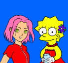 Dibujo Sakura y Lisa pintado por Krysty