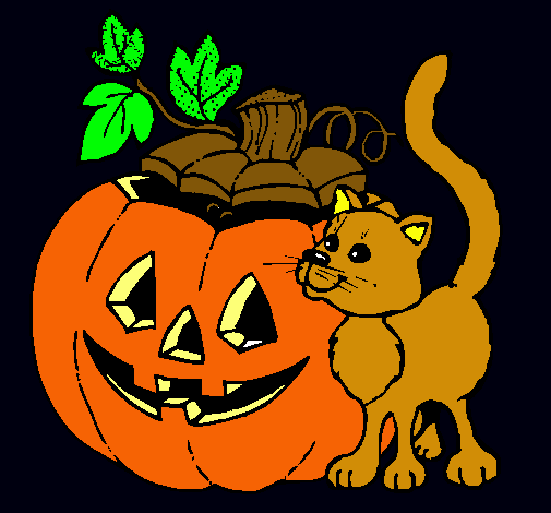 Calabaza y gato