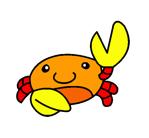 Dibujo Acuarel el cangrejo pintado por manitas