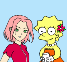 Dibujo Sakura y Lisa pintado por jhjhk
