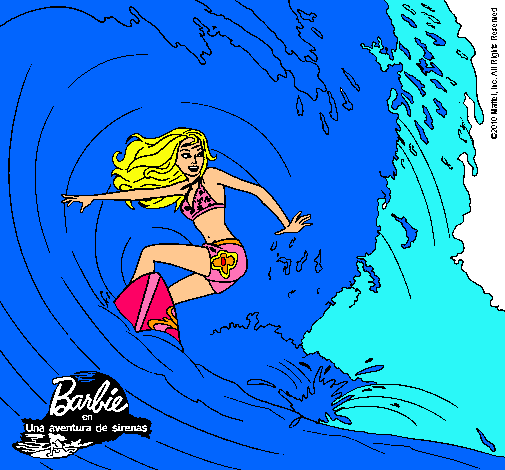 Barbie practicando surf