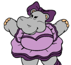 Dibujo Hipopótama con lazo pintado por florita