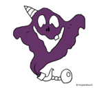 Dibujo Fantasma con sombrero de fiesta pintado por loren