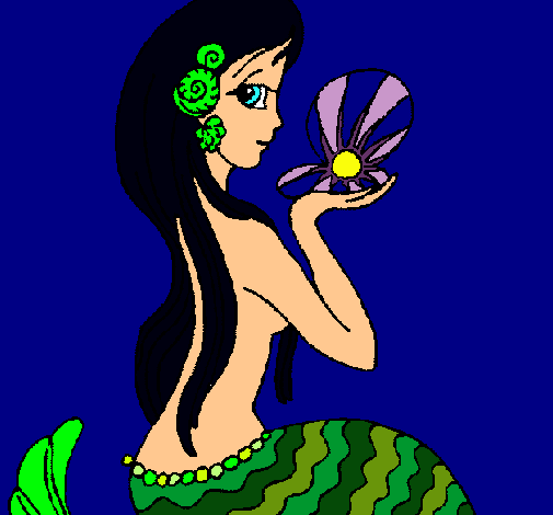 Dibujo Sirena y perla pintado por vivialinda