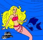 Dibujo Barbie sirena con su amiga pez pintado por erika123