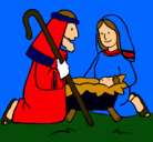 Dibujo Adoran al niño Jesús pintado por julieta