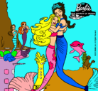 Dibujo Barbie sirena y la reina sirena pintado por erika123