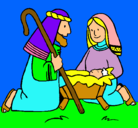 Dibujo Adoran al niño Jesús pintado por IXCHEL