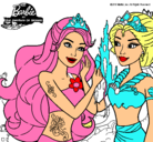 Dibujo Barbie se despiede de la reina sirena pintado por nicolle  