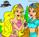 Dibujo Barbie se despiede de la reina sirena pintado por MILLI