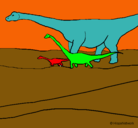 Dibujo Familia de Braquiosaurios pintado por titere