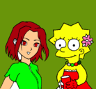 Dibujo Sakura y Lisa pintado por goku
