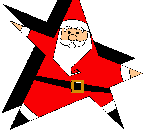 Dibujo Papa Noel en forma de estrella pintado por sorey
