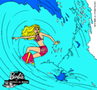 Dibujo Barbie practicando surf pintado por erika123