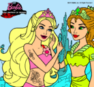 Dibujo Barbie se despiede de la reina sirena pintado por aisha