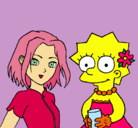 Dibujo Sakura y Lisa pintado por monenaru
