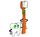 Dibujo Muela y cepillo de dientes pintado por dientes