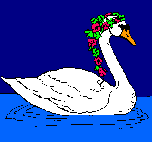 Cisne con flores