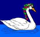 Dibujo Cisne con flores pintado por magic