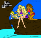 Dibujo Barbie y sus amigas sentadas pintado por Bryna
