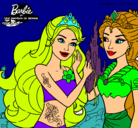 Dibujo Barbie se despiede de la reina sirena pintado por lisa