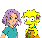 Dibujo Sakura y Lisa pintado por GINY