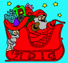 Dibujo Papa Noel en su trineo pintado por loco