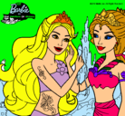 Dibujo Barbie se despiede de la reina sirena pintado por candemaite