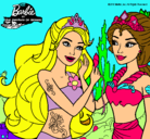 Dibujo Barbie se despiede de la reina sirena pintado por chulita