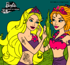 Dibujo Barbie se despiede de la reina sirena pintado por coffy
