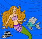 Dibujo Barbie sirena con su amiga pez pintado por Mery_10