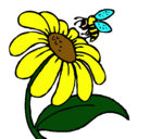 Dibujo Margarita con abeja pintado por beybe