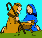 Dibujo Adoran al niño Jesús pintado por emilia