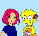 Dibujo Sakura y Lisa pintado por 3msc