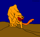Dibujo Tigre con afilados colmillos pintado por diente 