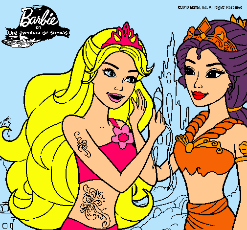 Dibujo Barbie se despiede de la reina sirena pintado por LauraParraRubio