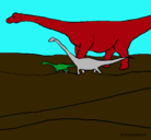 Dibujo Familia de Braquiosaurios pintado por Guillermo