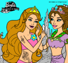 Dibujo Barbie se despiede de la reina sirena pintado por elba