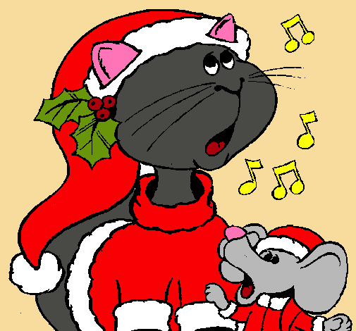 Gato y ratón navideños