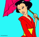 Dibujo Geisha con paraguas pintado por cristinilla-
