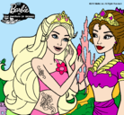 Dibujo Barbie se despiede de la reina sirena pintado por SuperStar