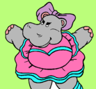 Dibujo Hipopótama con lazo pintado por yohanna