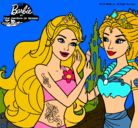 Dibujo Barbie se despiede de la reina sirena pintado por alis