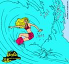 Dibujo Barbie practicando surf pintado por mariame