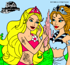 Dibujo Barbie se despiede de la reina sirena pintado por  Periitha