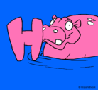 Dibujo Hipopótamo pintado por aldo